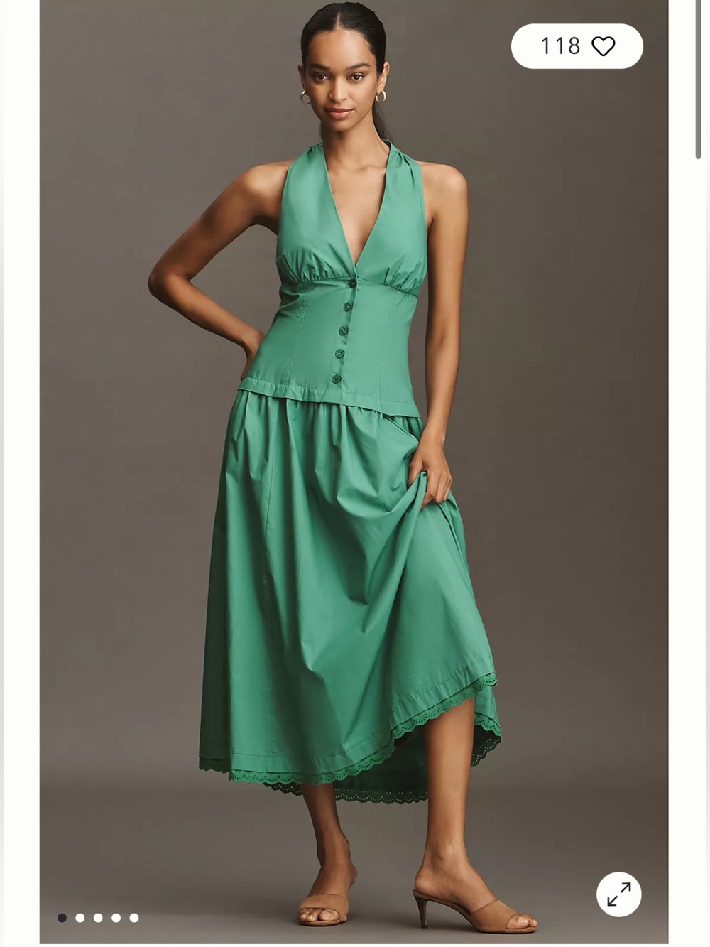 NWT Anthropologie size L midi dress in green